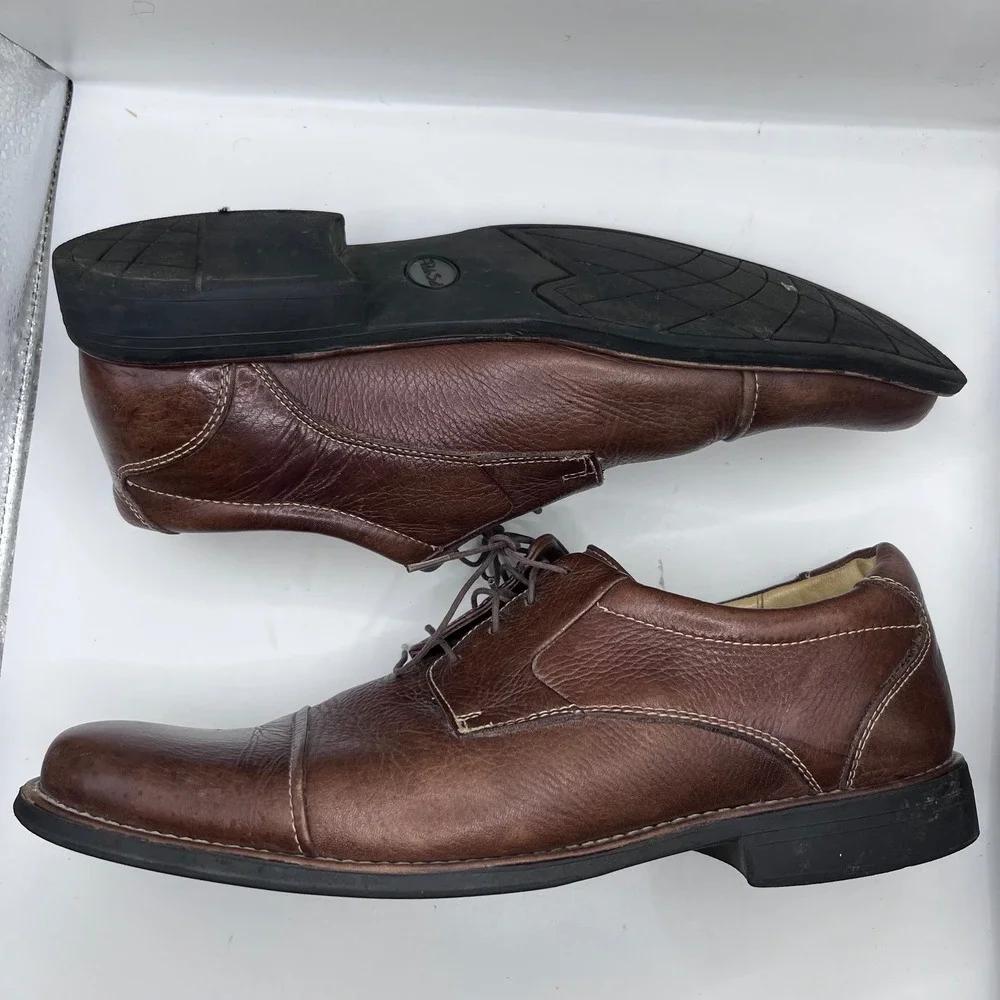 Paolo Sesto Derby Shoes Mens 11.5 Brown Leather Cap Toe Contrast Stitch‎ Brazil